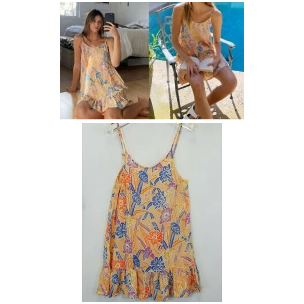UO Urban Outfitters strappy beach sun summer cami slip dress floral tropical XS